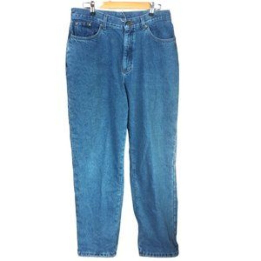 L.L. Bean Vintage 90's Flannel Lined Snowflake Print High Rise Jeans Size 16MT 1